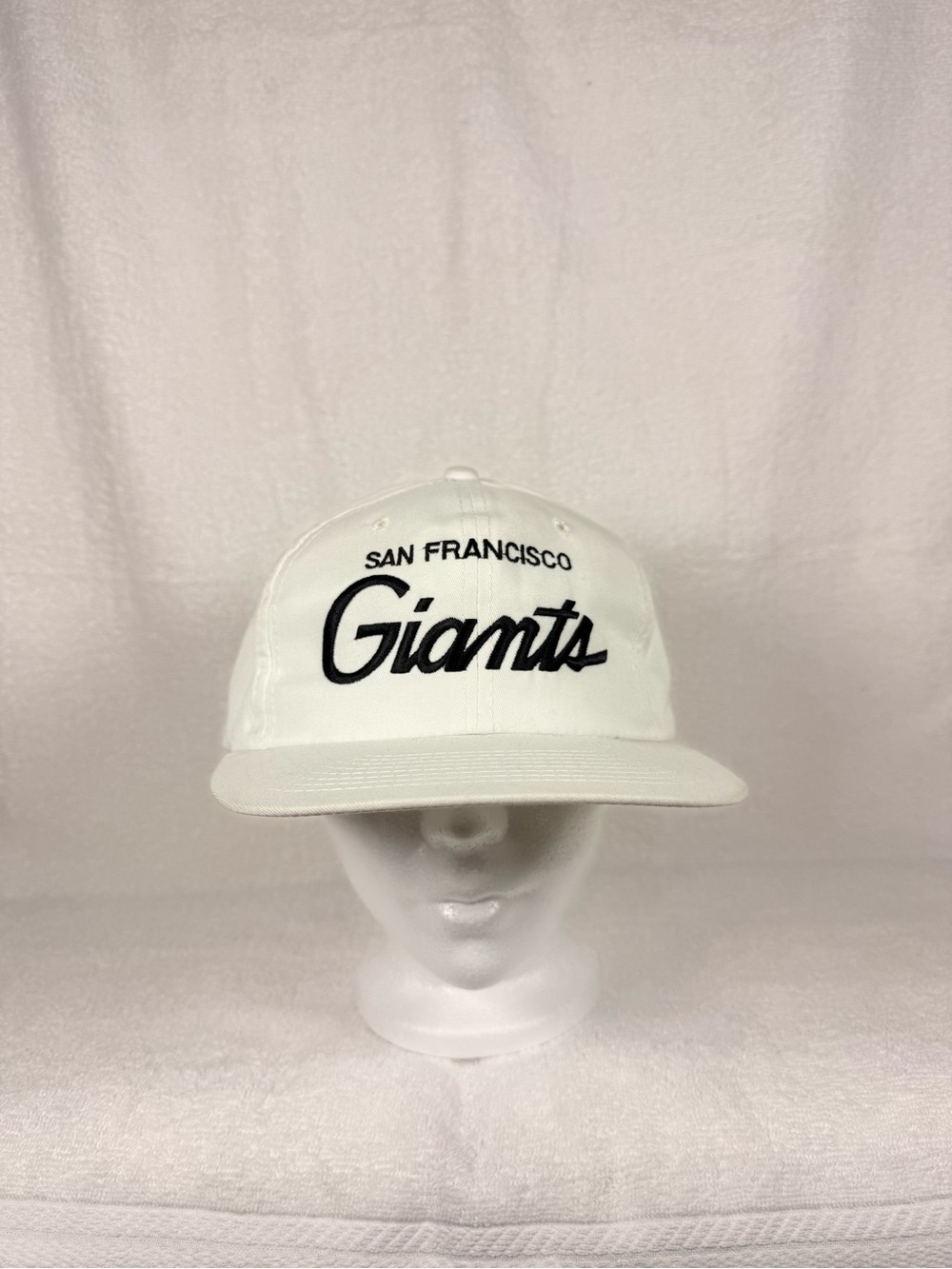 San Francisco Giants White Baseball Hat with Black Script Logo